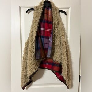 Mossimo Supply Co Tan Fur/Plaid Vest